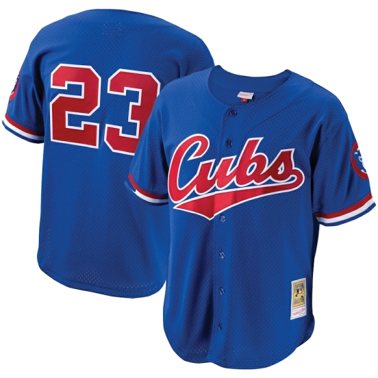 Men's Ryne Sandberg Royal Cooperstown Collection Mesh Batting Practice Button-Up Throwback Jersey