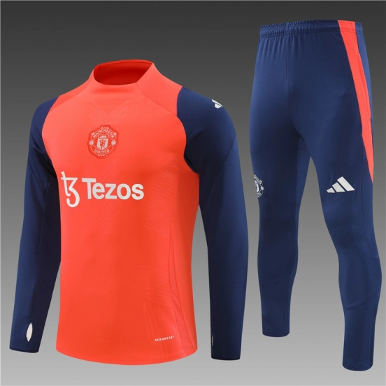 24/25 Manchester United Orange/Navy Half Zipper Jacket+Long Pants