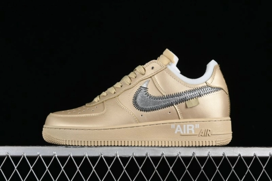 Off-White x Nike Air Force 1 '07 Low "Metal Gold" Casual Sneakers - DX1419-900