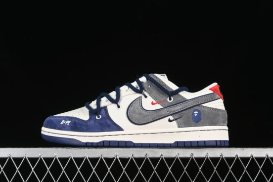 Nike SB Dunk Low BAPE Collaboration - Strap Multi-Color Grey Swoosh Anniversary Custom Low-Top Casual Sneakers - SJ2068-278