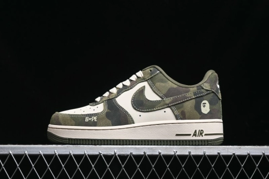 Nike Air Force 1 '07 Low Bape Collaboration - Jungle Camouflage Low-Top Casual Sneakers - CH6336-509