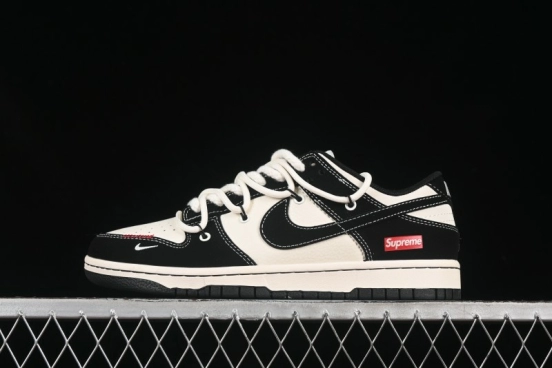 Nike SB Dunk Low SUP Series Strap Black White Black Swoosh Anniversary Customized Low-Top Casual Skate Shoes - YX5066-280