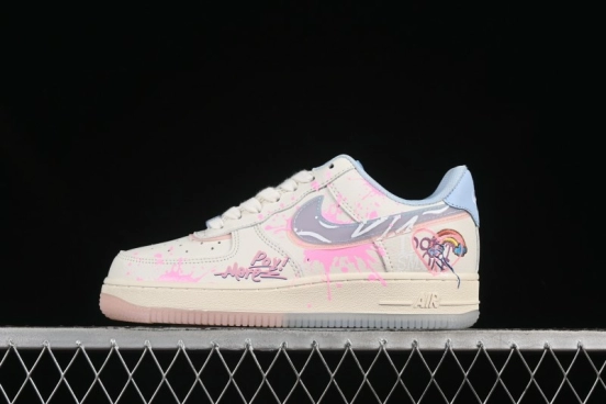 Nike Air Force 1'07 Low Pink and Blue Love Limited Edition Casual Sneakers - CW1574-058