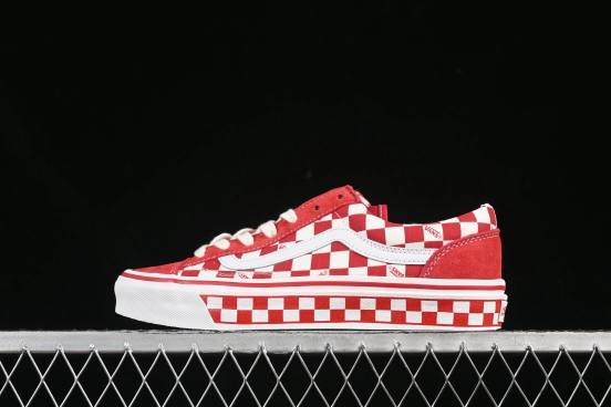 Vans Old Skool 36 LX-BMX Classic Skate Shoes in White Red Checkerboard - VN000D57ERM
