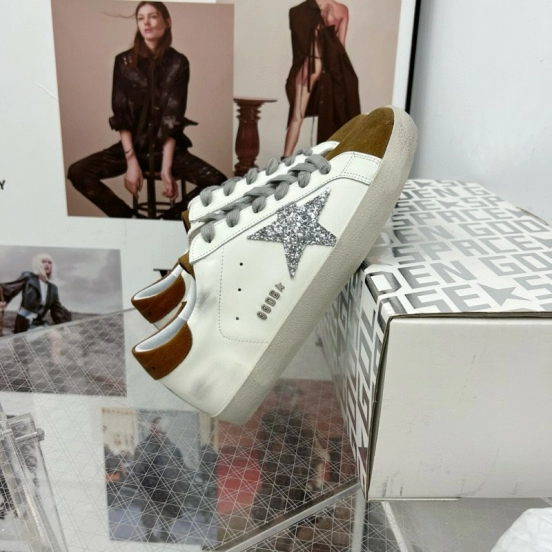 2025 Women GGDB White Silver Leather Sneakers