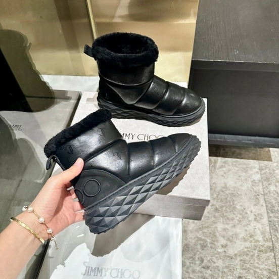 JIMMY CHOO 2025 SS Casual White Sneakers with Genuine Wool Snow Boots - LY00340