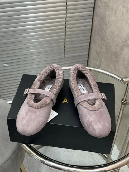 Alaia Fall/Winter 2025 Wool Mary Jane Ballet Flats - KFY00310