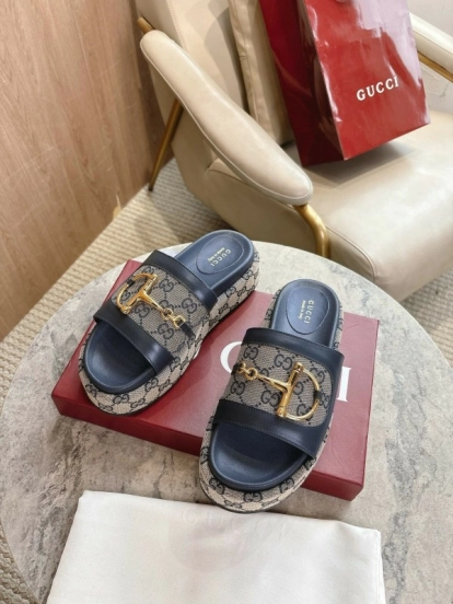 Gucci 8356-8 Women's Sandals with Horsebit Detail and Gold Hardware