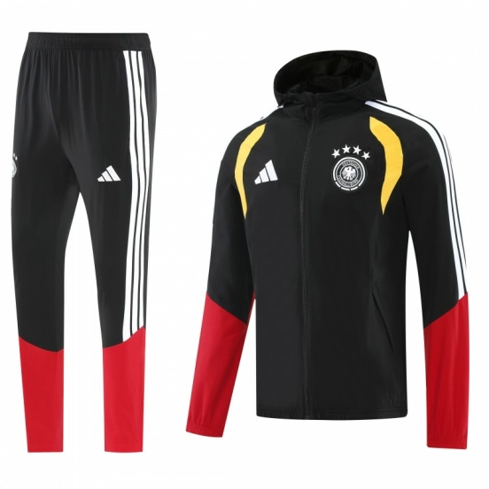 2026 Germany Hoodie Black Full Zipper Windbreaker + Long Pants