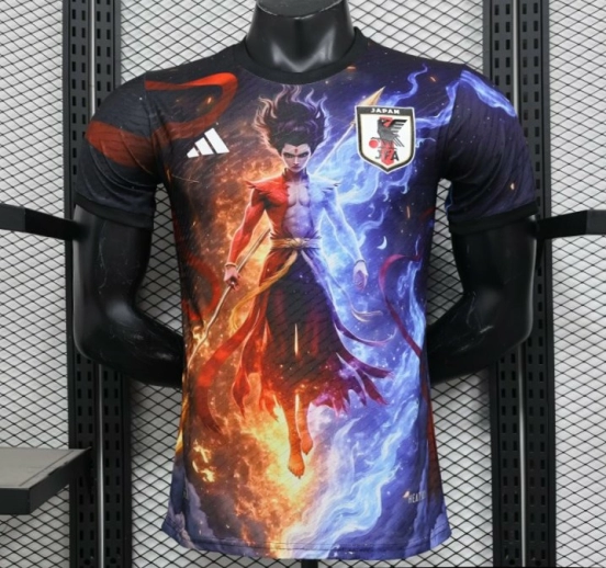 Player Version 2025 Japan NA ZHA Black with Fire & Ice Warrior Jersey