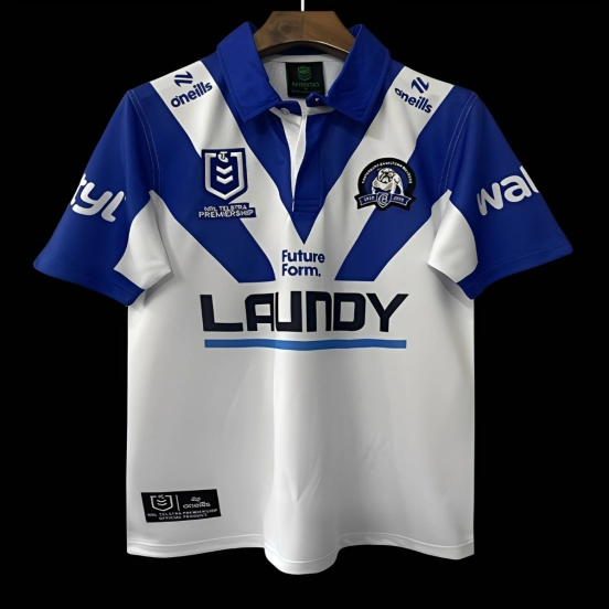25/26 Canterbury-Bankstown Bulldogs White with Blue V-Pattern Jersey