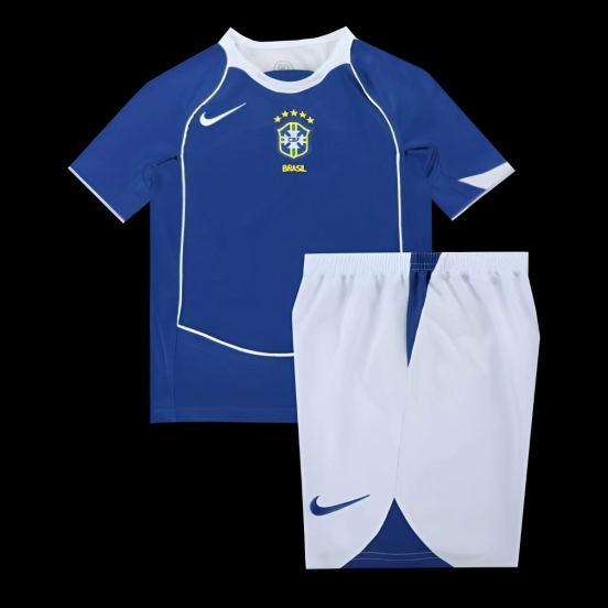 Retro Kids 2004 Brazil Away Blue Jersey